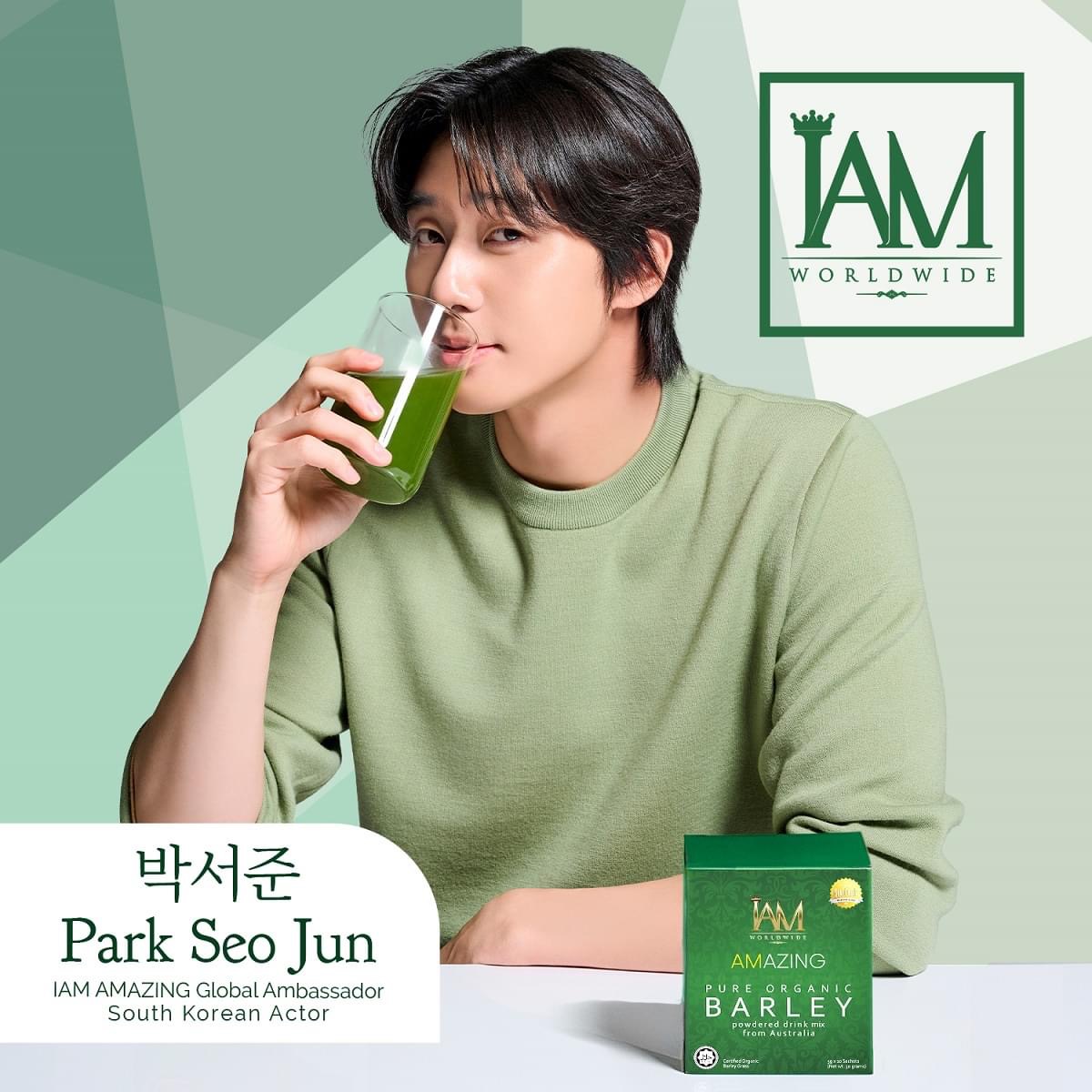 Park Seo Jun, IAM Amazing Global Ambassador, drinking barley
