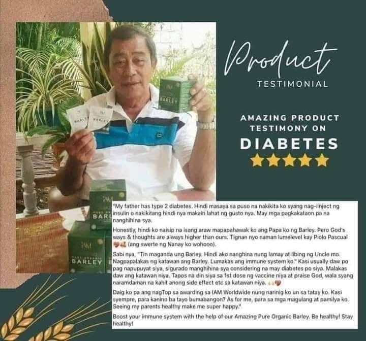 Amazing Pure Organic Barley testimonial on Diabetes
