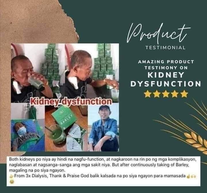 Amazing Pure Organic Barley testimonial on Kidney Health