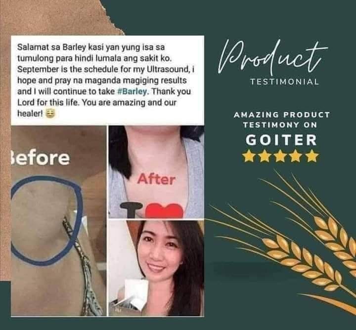 Amazing Pure Organic Barley testimonial on Goiter