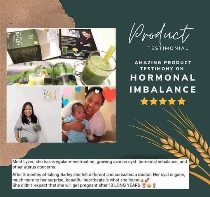 Amazing Pure Organic Barley testimonial on Hormonal Imbalance