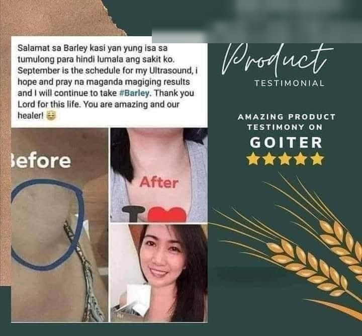 Amazing Pure Organic Barley testimonial on Goiter Story