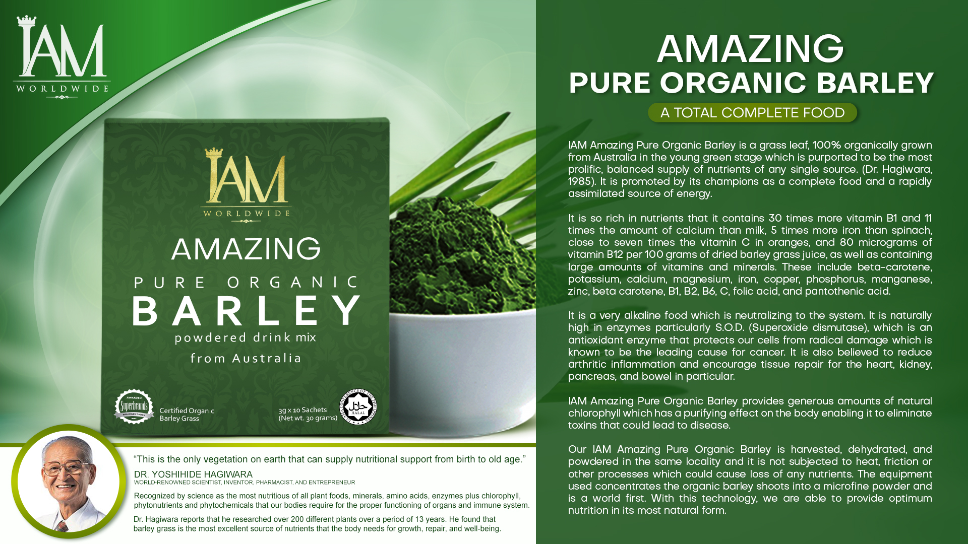 Amazing Pure Organic Barley product information sheet