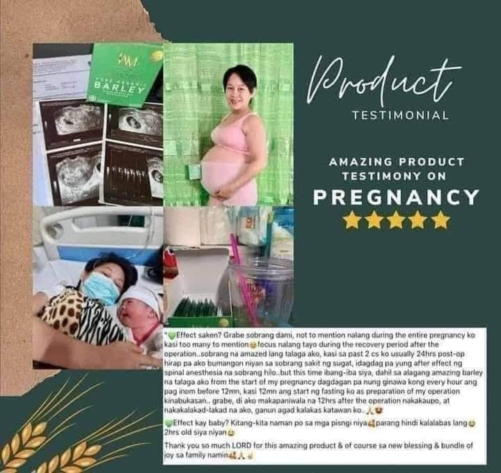 Amazing Pure Organic Barley testimonial on Pregnancy